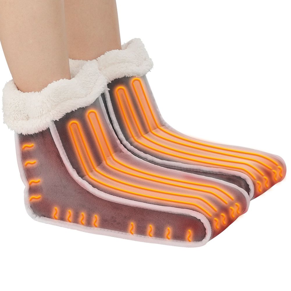 Split Electric Foot Warmer 6-Level Heating Slippers Feet Warmer with Timer