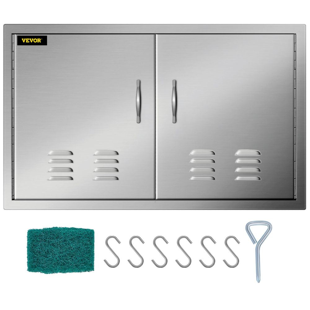 BBQ Island Door 36 x 21 Beveled Frame Vented Double Access Door Stainless Stainless Steel for Outdoor Kitchen