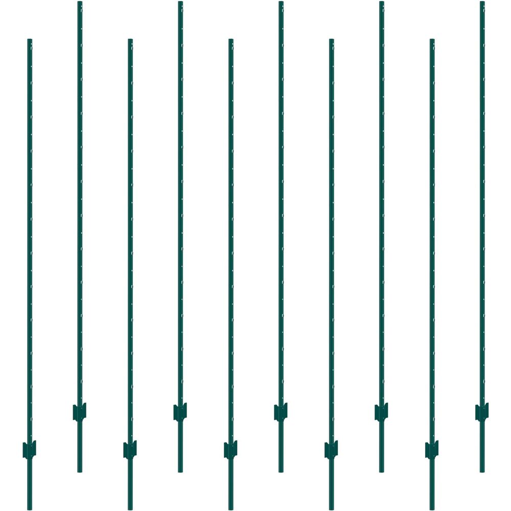7 Feet Fence Post 10 Pack T-Post Heavy Duty Metal Fence Posts Green