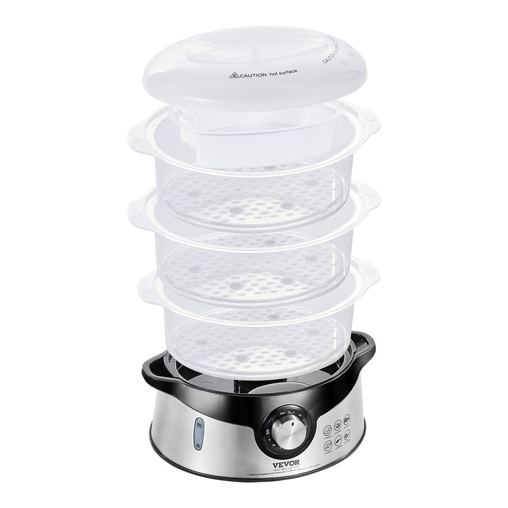 Electric Food Steamer, 9.5Qt/9L Electric Vegetable Steamer with 3-Tier Stackable Trays, 800W Food-Grade Food Steamer for Cooking with 60-Min Timer, Auto Shut-Off and Boil Dry Protection