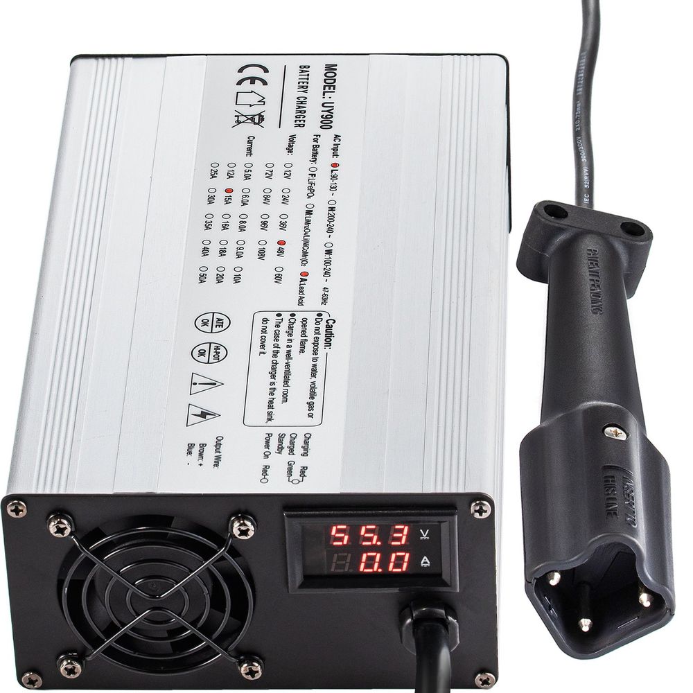 48 Volt 15 Amp Golf Cart Battery Charger with G29 Drive/LED Club Car Battery Charger Aluminum Shell Power Wise for Ez Go Yamaha