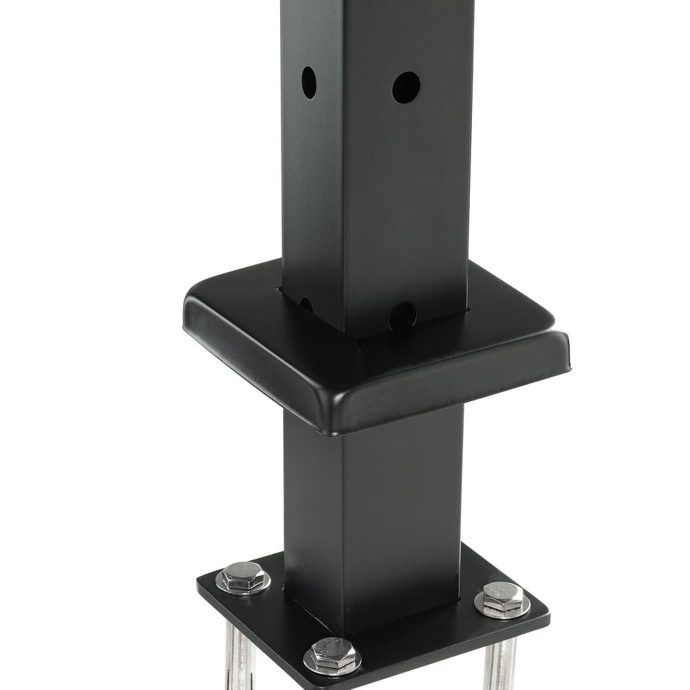 Cable Railing Post, 42" x 1" x 2" Steel L-Shaped Hole Corner Railing Post, 12 Pre-Drilled Holes, SUS304 Stainless Steel Cable Rail Post with Horizontal and Curved Bracket, 1-Pack, Black