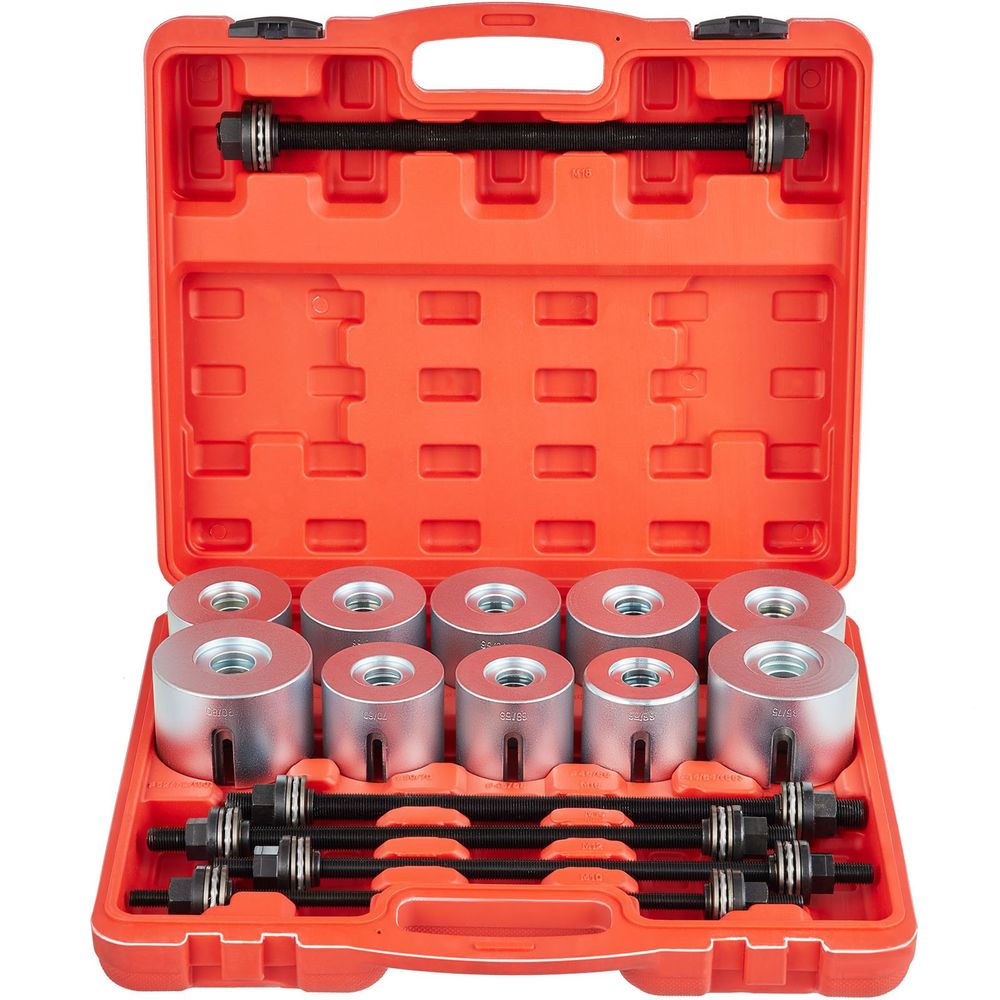 27 PCS Pull and Press Sleeve Kit, 45# Steel Removal Installation Bushes Bearings Tool Kit, Bush Removal Insertion Sleeve Tool Set Works on Most Cars and LCV, HGV Engines