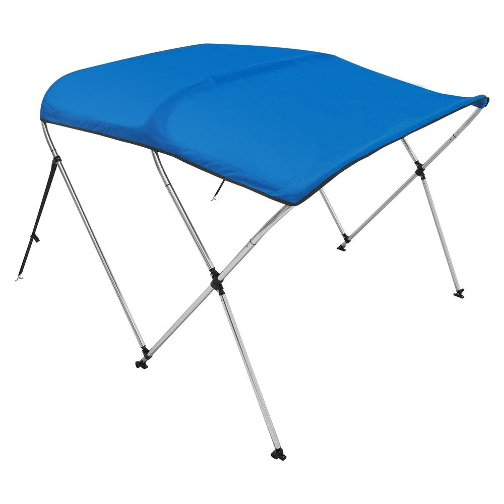3 Bow Bimini Top Boat Cover, 900D Polyester Canopy with 1" Aluminum Alloy Frame, Waterproof and Sun Shade, Includes Storage Boot, 2 Support Poles, 4 Straps, 6'L x 46"H x 54"-60"W, Pacific Blue