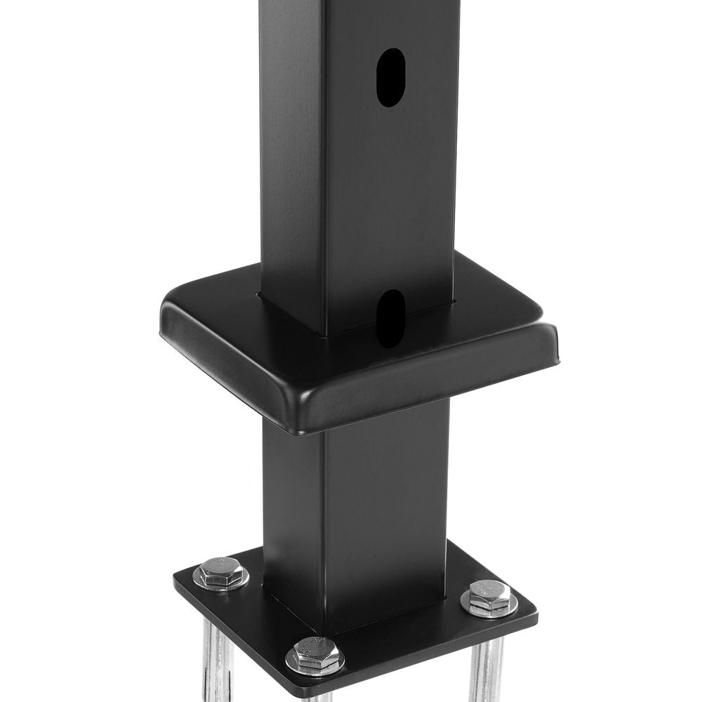 Cable Railing Post, 36" x 1" x 2" Steel 30° Angled Hole Stair Railing Post, 10 Pre-Drilled Holes, SUS304 Stainless Steel Cable Rail Post with Horizontal and Curved Bracket, 1-Pack, Black