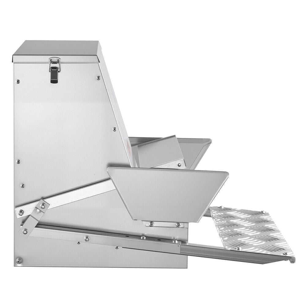 Automatic Chicken Feeder, 40 lbs Capacity, Rainproof Treadle Poultry Feeder with Lockable Lid, No Waste, Galvanized Steel Construction, Outdoor Use, for Chicken, Bantams, Poultry, Pheasants