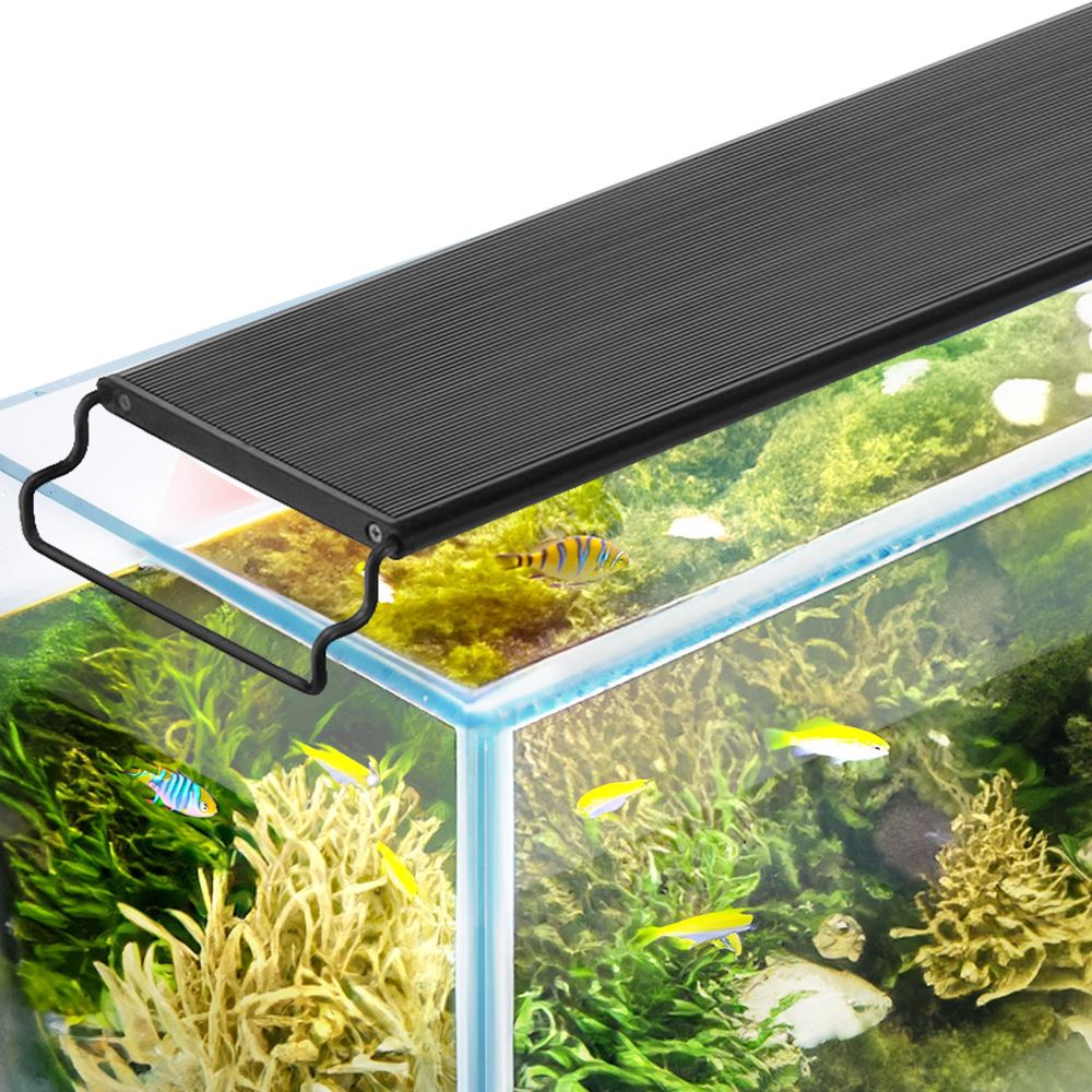 Aquarium Light with LCD Monitor, 42W Full Spectrum Fish Tank Light with 24/7 Natural Mode, Adjustable Brightness & Timer - Aluminum Alloy Shell Extendable Brackets for 48"-54" Freshwater Tank