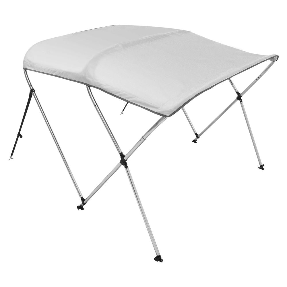 3 Bow Bimini Top Boat Cover, 900D Polyester Canopy with 1" Aluminum Alloy Frame, Waterproof and Sun Shade, Includes Storage Boot, 2 Support Poles, 4 Straps, 6'L x 46"H x 54"-60"W, Light Grey
