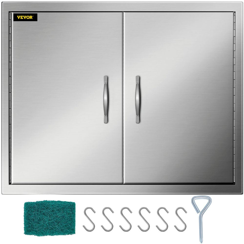 Outdoor Kitchen Access 30.5"X 21" Wall Construction Stainless Steel Flush Mount for BBQ Island, 30.5inch x 21inch, Double Door