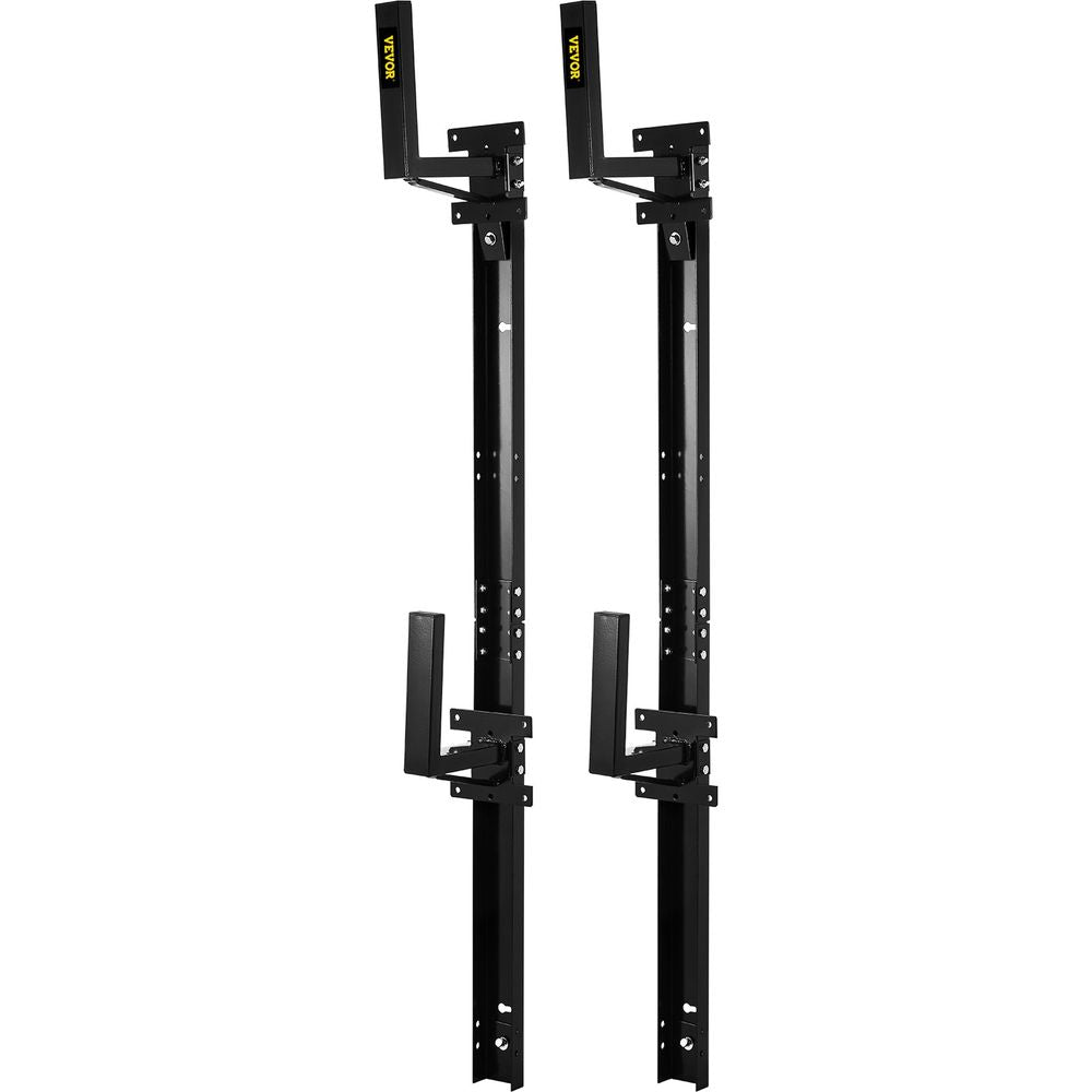 Trailer Ladder Rack, Fit for Enclosed Trailer Exterior Side Wall, 2 Bars Adjustable Steel Side Mount Ladder Rack with 441 LBS Capacity, Carry 1 or 2 Ladders, Black