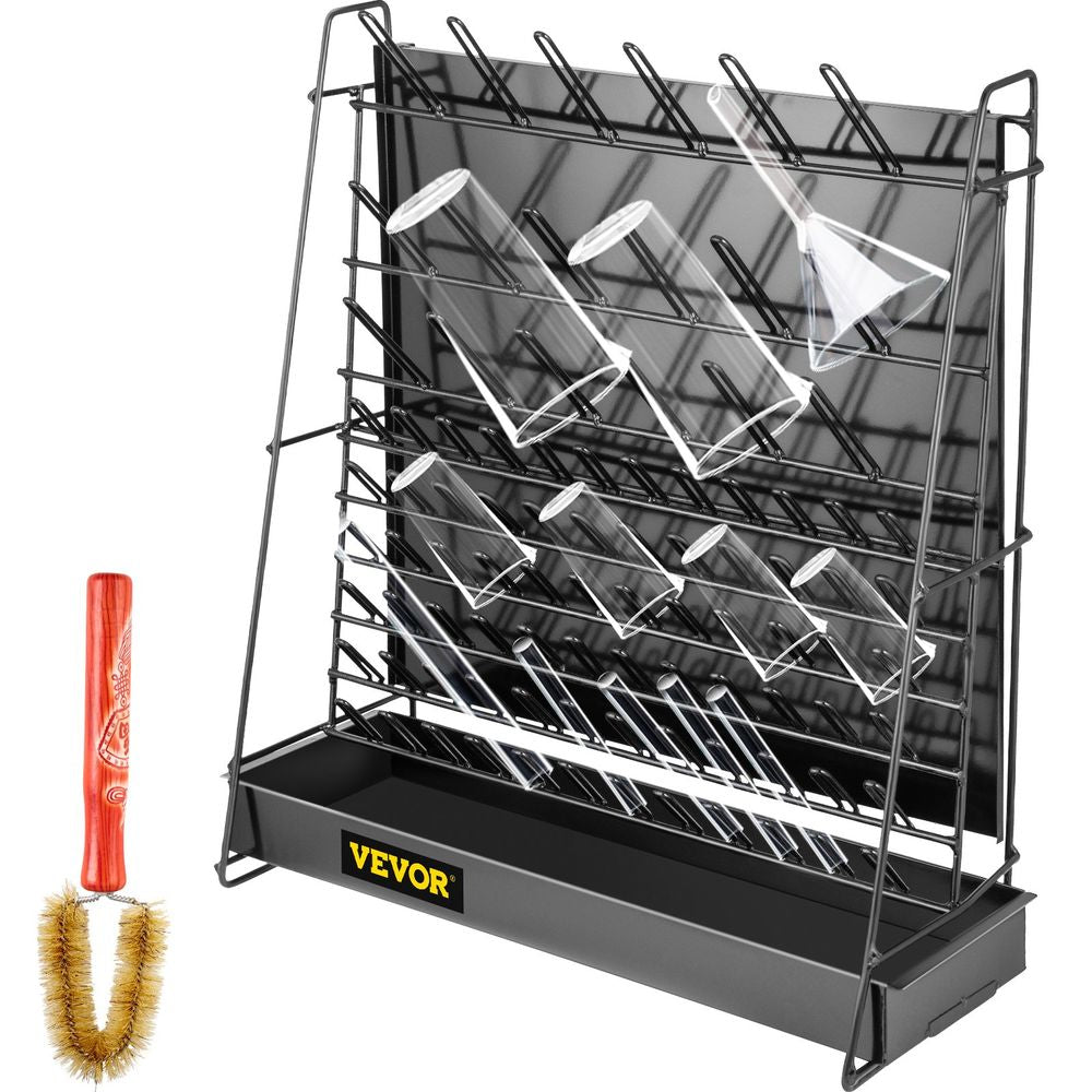 Drying Rack for Lab, 90 Pegs Lab Glassware Rack Steel Wire Glassware Drying Rack Wall-Mount/Free-Standing Detachable Pegs Lab Glass Drying Rack Black Cleaning Frame for School Laboratory