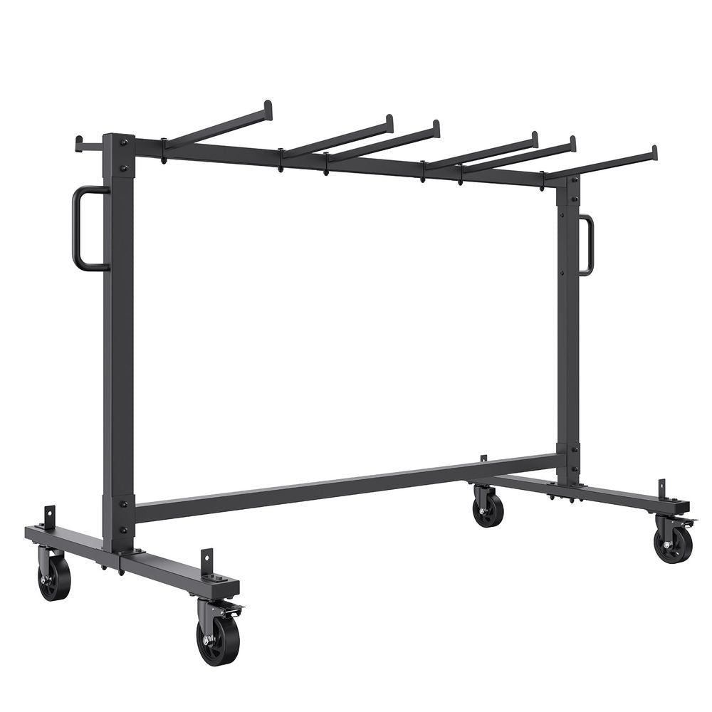 Folding Chair Cart, Single Layer Mobile Stackable Chair Dolly, Storage Rack Trolley with 265 Lbs Capacity to Store 42 Chairs, Heavy Duty Iron Chairs Holder with 4 Casters, 2 Elastic Cords, Cover