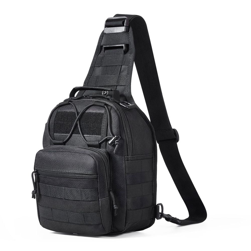 Tactical Sling Bag 10L Military Rover Shoulder Sling Backpack Black, for Men, Outdoor Military Rover Shoulder Sling Chest Pack MOLLE system, for Sports, Travel, Hiking, Range (Black)