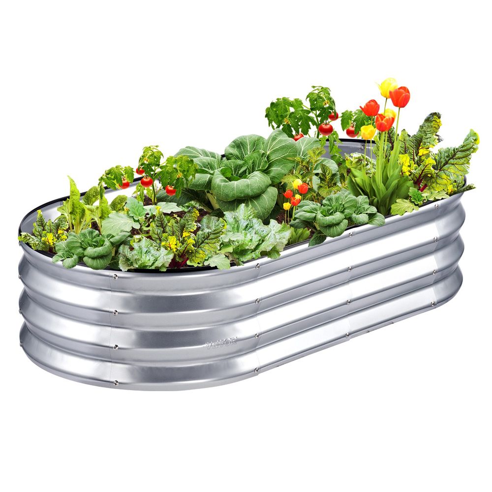 Galvanized Raised Garden Bed Planter Box 48.2x24.6x11" Flower Vegetable