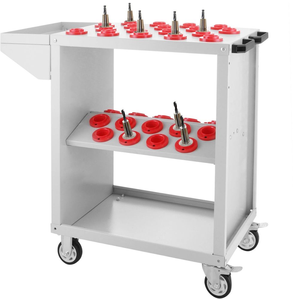 Tool Cart 40 Taper Tool Holder CNC Tool Cart 36 Capacity CAT40 BT40 Service Carts with Wheels Heavy Duty (BT40 36 Capacity)