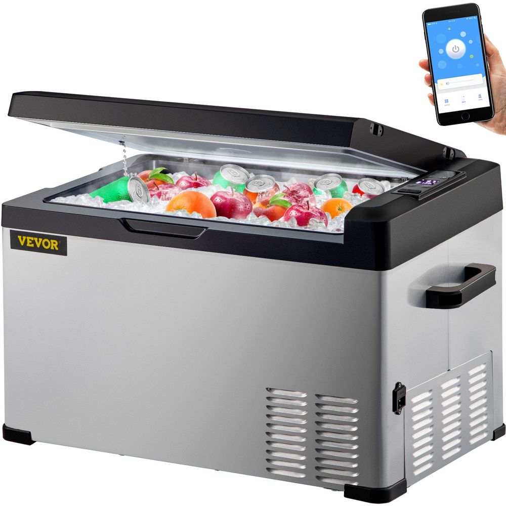 12 Volt Refrigerator, Portable Refrigerator (-4°F~68°F) With APP Control Car Compressor Fridge Cooler 12V/24V DC and 110-220V AC For Camping, Road Trip, Skincare, Outdoor and Home (32 Quart)