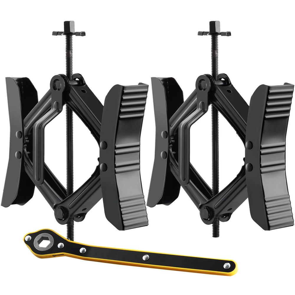 Camper Wheel Chock Stabilizer, Heavy Duty H-shaped RV Tire Locking Chock, Built-in Wrench Fit for 3.5" to 12" Tire Space, 2 Sets of Camper Wheel Chocks with Ratchet Wrench for RV Travel Trailer