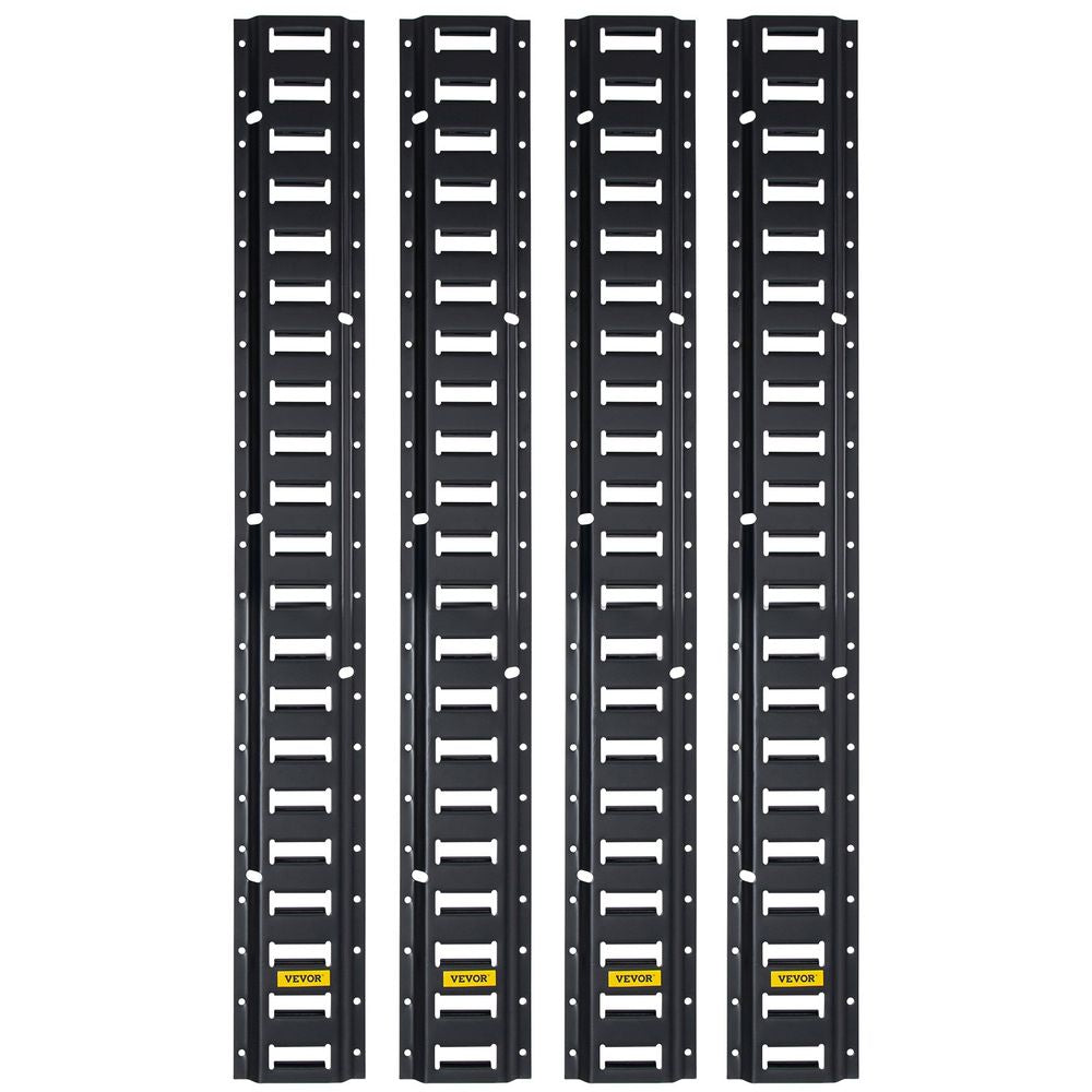 E-Track Tie-Down Rail, 4PCS 5-FT Steel Rails w/Standard 1"x2.5" Slots, Compatible with O and D Rings & Tie-Offs and Ratchet Straps & Hooked Chains, for Cargo and Heavy Equipment Securing