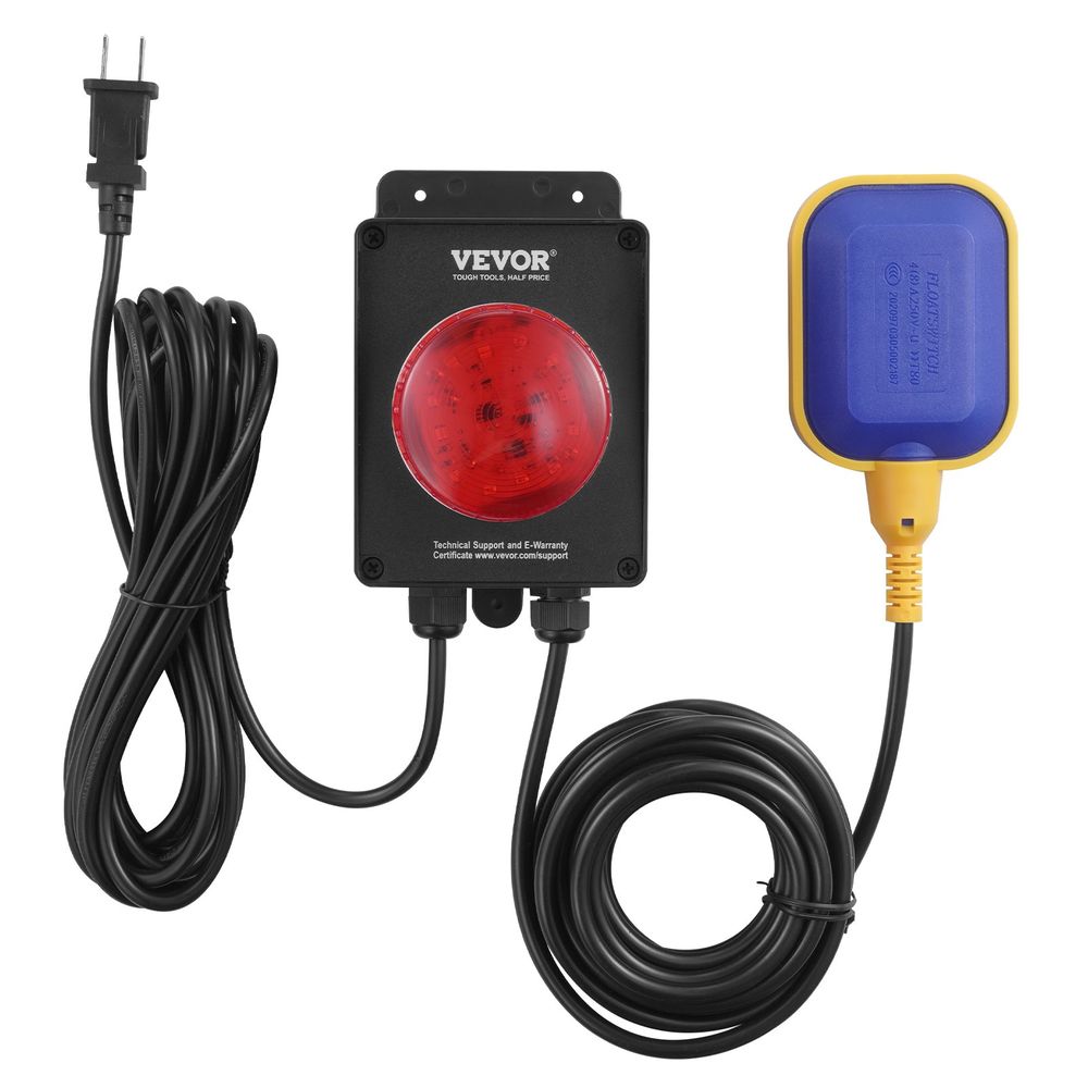 Sump Pump Alarm With 16.4ft Level Float Switch Loud Alarm LED Indicator