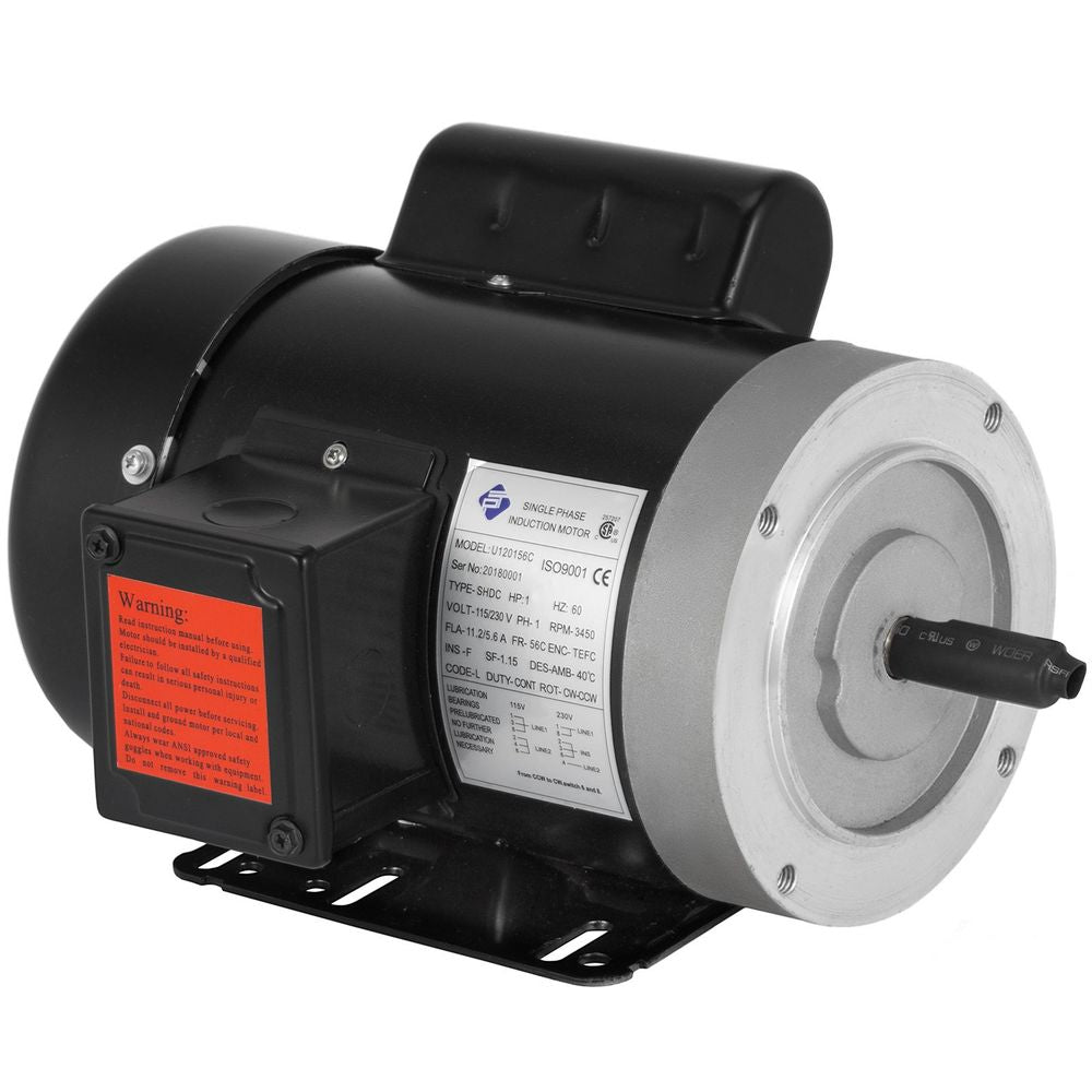 1 Hp Electric Motor 3450 RPM 11.2-5.6 A Single Phase Motor AC 115V 230V Air Compressor Motor 56C Frame Suit for Agricultural Machinery and General Equipment
