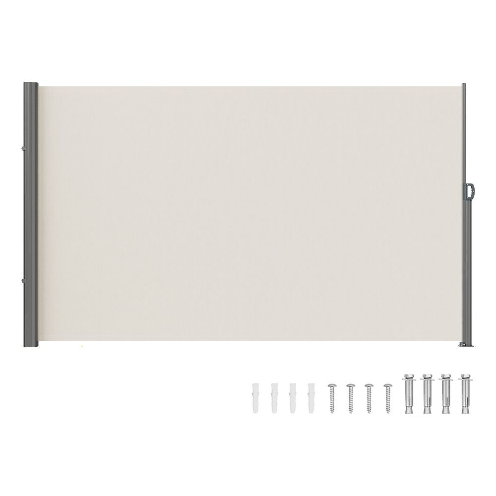 Retractable Side Awning, 71''x 118'' Outdoor Privacy Screen, 180g Polyester Water-proof Retractable Patio Screen, UV 30+ Room Divider Wind Screen for Patio, Backyard, Balcony, Beige