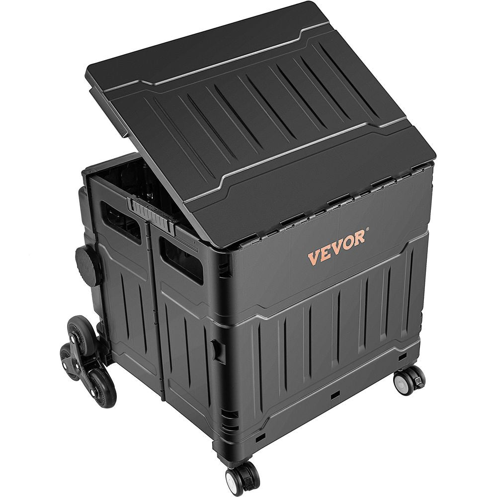 Stair Climbing Cart 53L Foldable Shopping Cart w/ Lid & Adjustable Handle