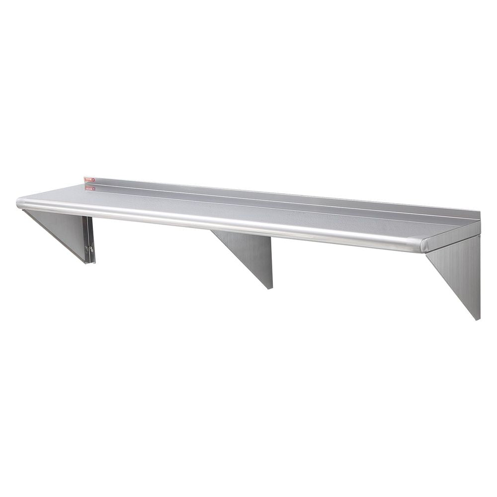 14" x 60" Stainless Steel Shelf, Wall Mounted Floating Shelving with Brackets, 400 lbs Load Capacity Commercial Shelves, Heavy Duty Storage Rack for Restaurant, Kitchen, Bar, Home, and Hotel