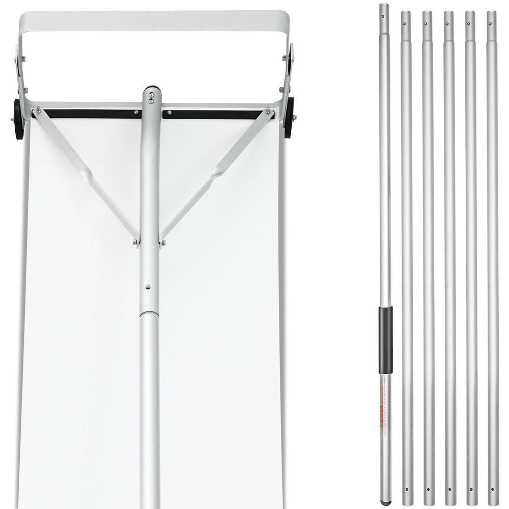 Snow Roof Rake, 30ft Reach Aluminium Roof Shovel with Slide Cloth, Premium 19" Blade Snow Removal Tool, Safe on Roof with Roll Wheels, Anti-Slip Handle, Use for House Roof, Car Snow, Wet Leaves