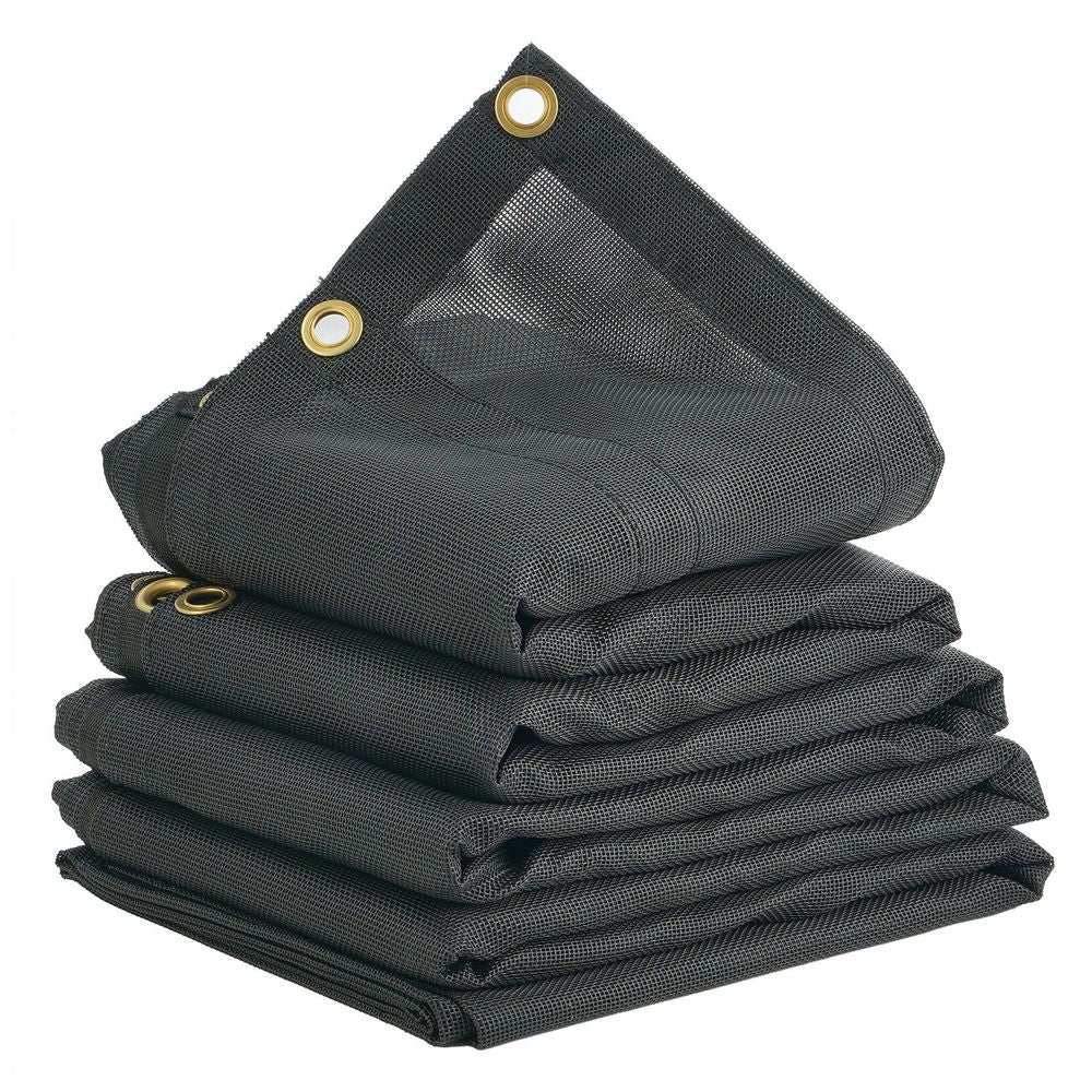 Dump Truck Mesh Tarp, 5 x 14 ft, PVC Coated Black Heavy Duty Cover with 5.5" 18oz Double Pocket, Brass Grommets, Reinforced Double Needle Stitch Webbing Fits Manual or Electric Dump Truck System