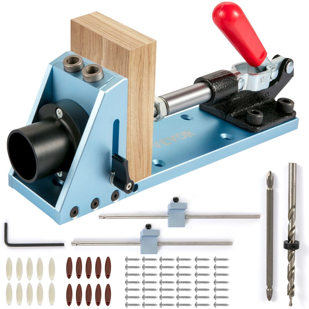 Pocket Hole Jig Kit, Adjustable & Easy to Use Joinery Woodworking System, Professional and Upgraded Aluminum, Wood Guides Joint Angle Tool with Extension Rod Screws for DIY Carpentry Projects