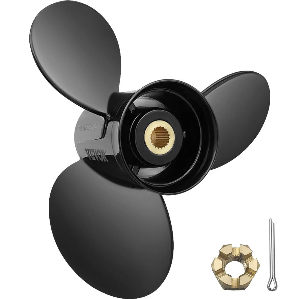 Outboard Propeller, Replace for OEM 3817468, 3-Blade 14 1/2" x 19" Pitch Aluminium Boat Propeller, Compatible with Volvo Penta SX Drive All Models, w/ 19 Tooth Splines, RH