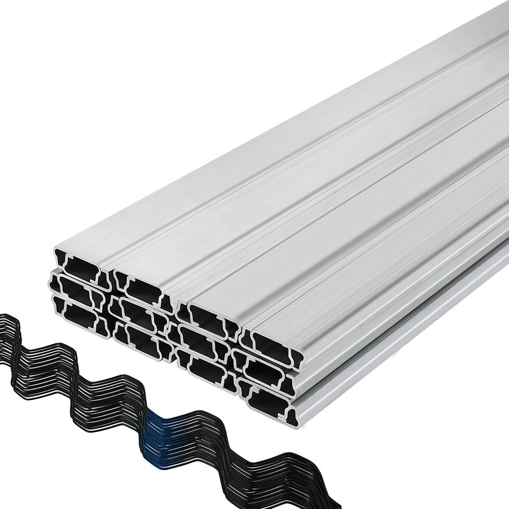 Spring Wire and Lock Channel, 6.56ft Spring Lock & U-Channel Bundle for Greenhouse, 30 Packs PE Coated Spring Wire & Aluminum Alloy Channel, Plastic Poly Film or Shade Cloth Attachment w/Screws