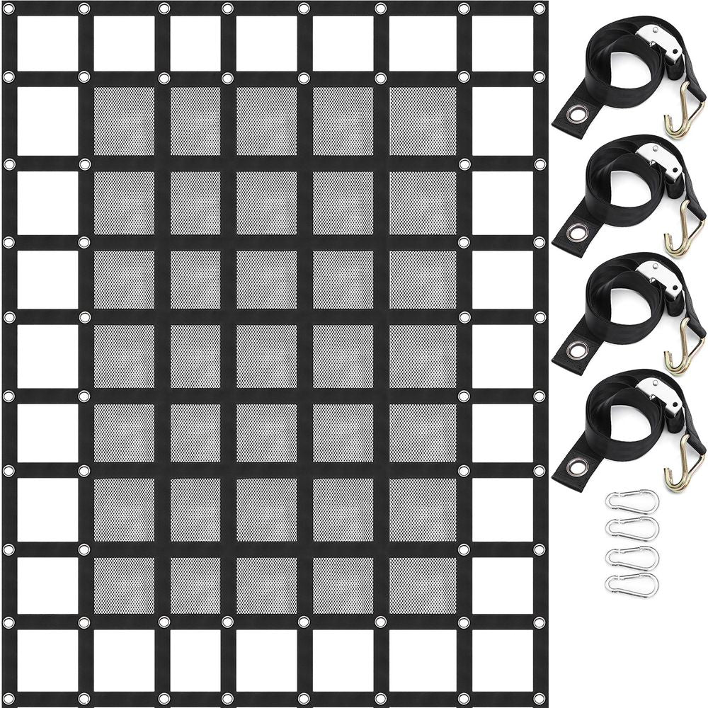 6' x 4.7' Cargo Net with Mesh, Truck Bed Cargo Net Capacity 1100LBS, Heavy Duty Cargo Nets with Cam Buckles & S-Hooks for Pickup Trucks (72" x 57")