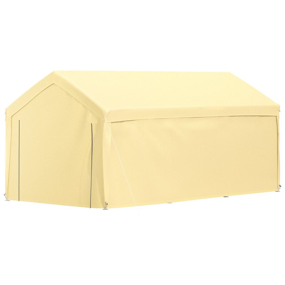 Carport Canopy Car Shelter Tent 10 x 20ft with 8 Legs and Sidewalls Yellow