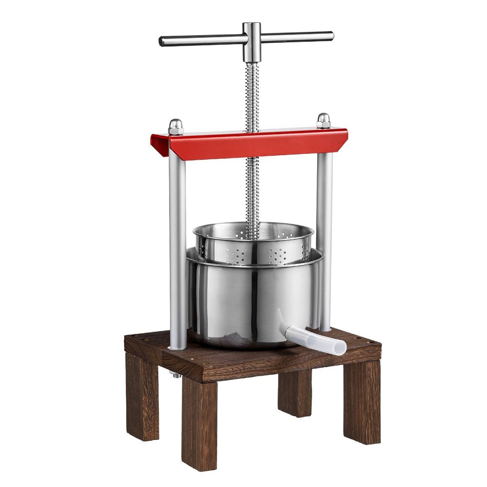 Fruit Wine Press, 0.53 Gallon/2L, 2 Stainless Steel Barrels, Manual Juice Maker, Cider Apple Grape Tincture Vegetables Honey Olive Oil Making Press with T-Handle & Stable Base for Kitchen, Home