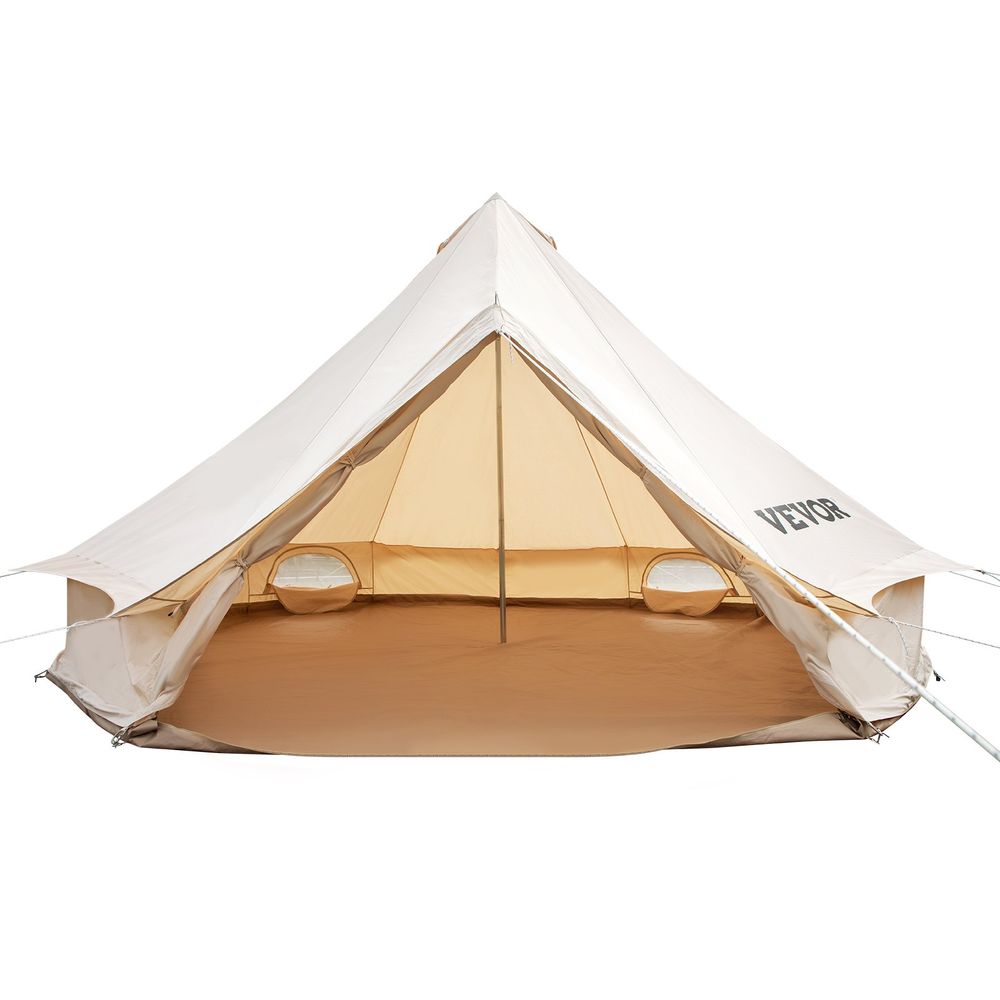 3-5 Person Canvas Glamping Bell Tent, Breathable Waterproof Yurt Tent with Stove Jack and Detachable Side Wall for Family Camping, 10'x 10'x98"(Diameter 3M)
