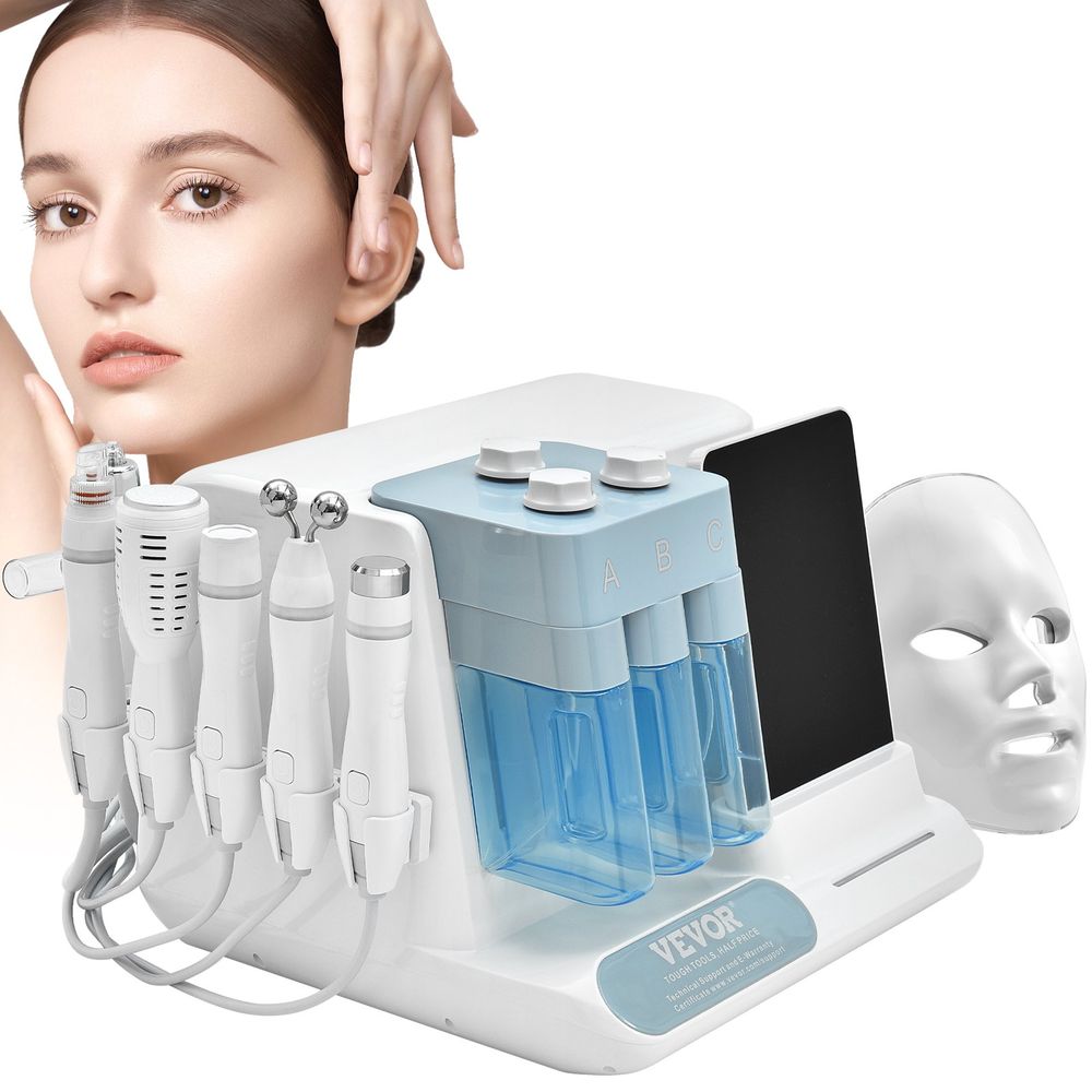 8 in 1 Hydrogen Oxygen Facial Machine, Professional Hydrafacial Machine for Spa, Hydro Facial Cleansing Rejuvenation Machine with 8 in LCD Screen, Microcurrent Probe, Bipolar RF Radiofrequency