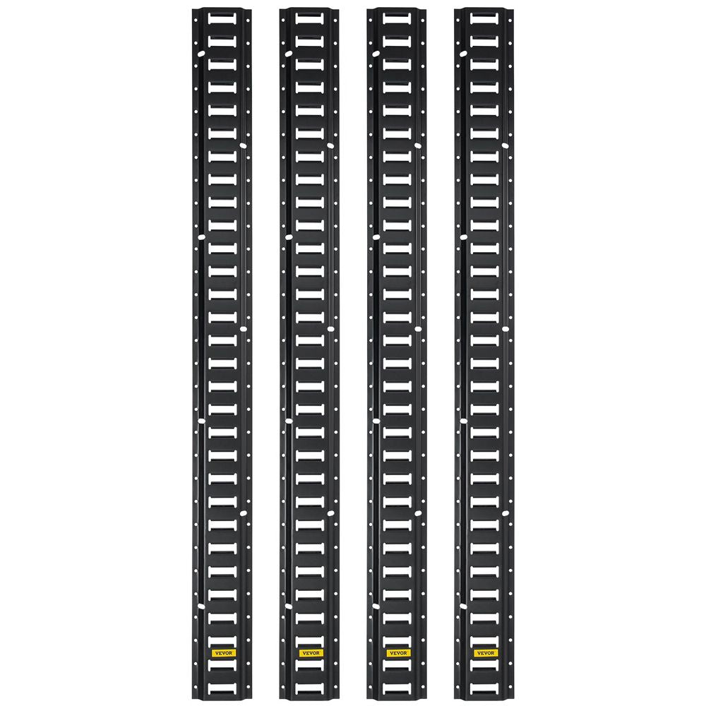 E-Track Tie-Down Rail, 4PCS 8-FT Steel Rails w/Standard 1"x2.5" Slots, Compatible with O and D Rings & Tie-Offs and Ratchet Straps & Hooked Chains, for Cargo and Heavy Equipment Securing