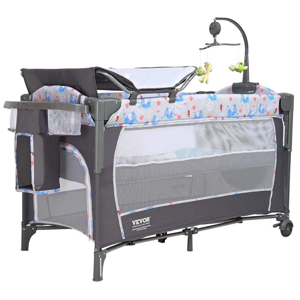 Baby Bassinet, 12-Level Height Adjustable Easy to Fold Portable Baby Bassinet Bedside Sleeper with Storage Basket & Wheels, Baby Cradle Bedside Crib with Mosquito Net for Infant Newborn Girl Boy