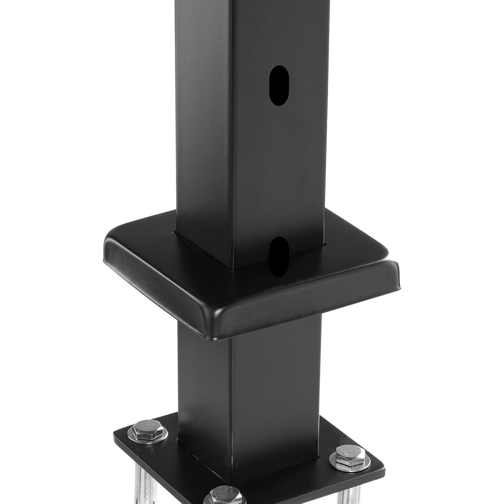 Cable Railing Post, 42" x 2" x 2" Steel 30° Angled Hole Stair Railing Post, 12 Pre-Drilled Holes, SUS304 Stainless Steel Cable Rail Post with Horizontal and Curved Bracket, 1-Pack, Black