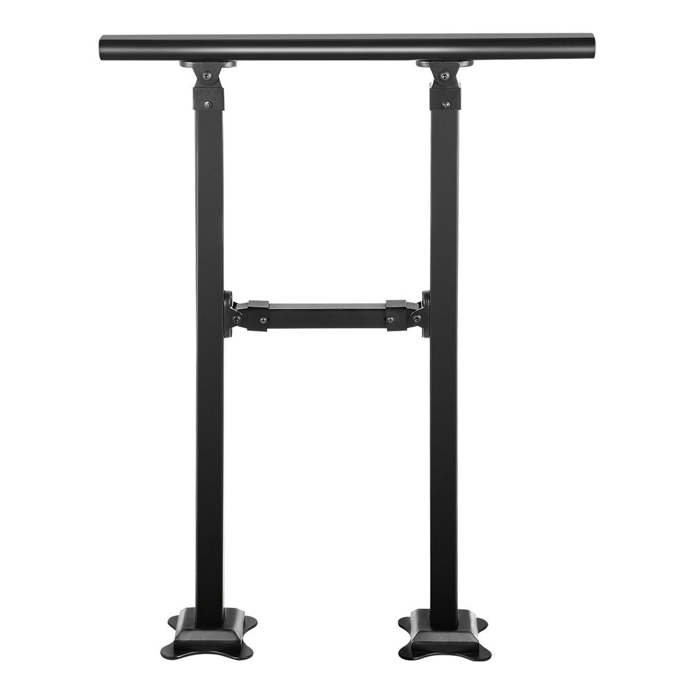 Outdoor Stair Railing, Fits for 1-2 Step Transitional Wrought Iron Handrail, Adjustable Exterior Stair Railing, Handrails for Concrete Steps with Installation Kit, Matte Black Outdoor Handrail