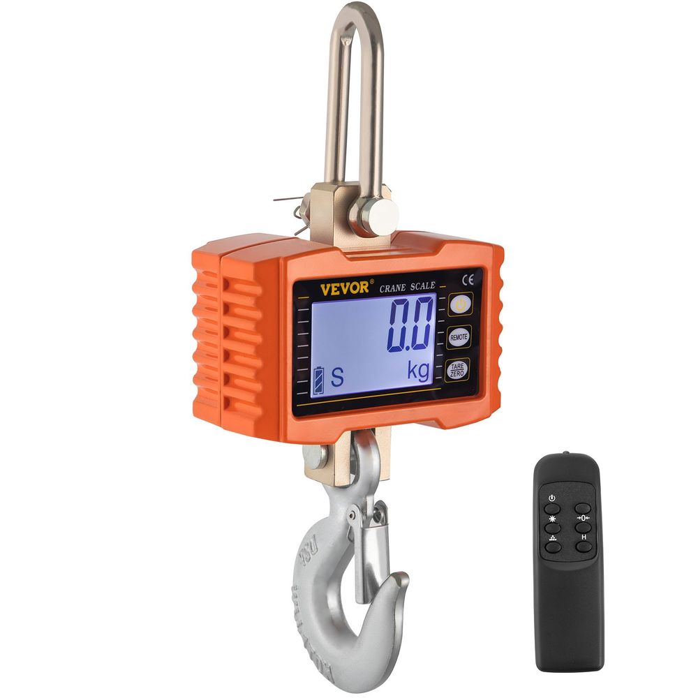 Hanging Scale 1000KG (2200LBS) Orange Digital Industrial Heavy Duty Crane Scale with Accurate Reloading Spring Sensor for Hunting Farm or Construction