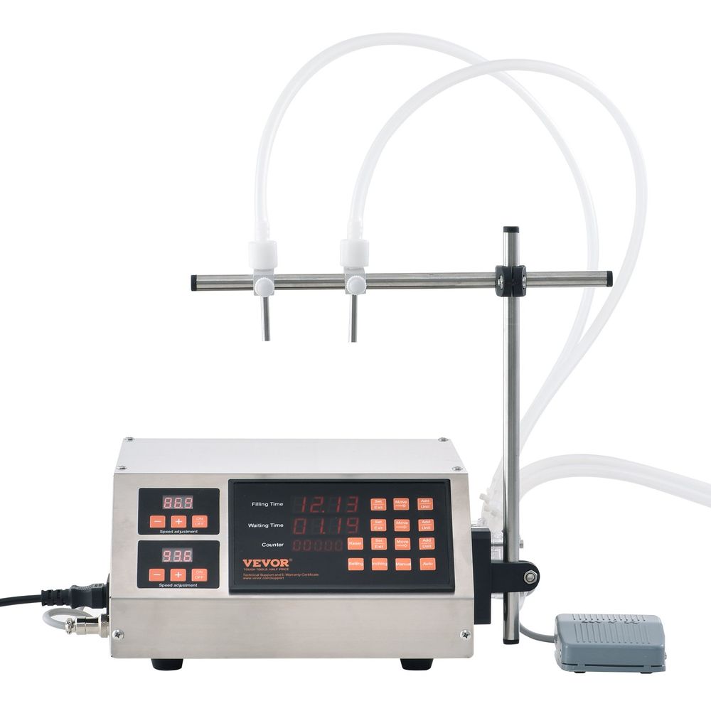 Liquid Filling Machine, 5-650ml Filling Capacity, Automatic Bottle Filler Machine, Bottling Machine Peristaltic Pump Digital Control for Milk, Water, Wine, Beverage, Soy Sauce (Double Nozzle)
