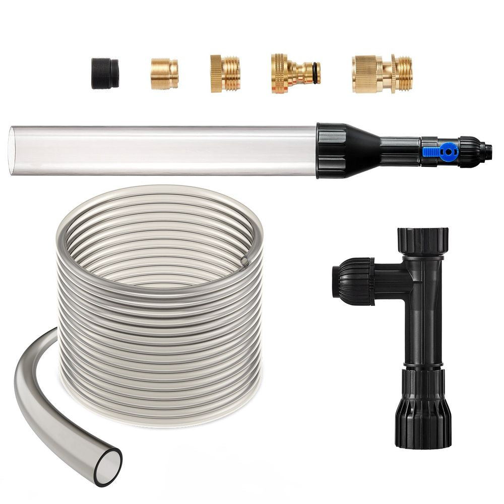 Aquarium Vacuum Gravel Cleaner, 33 ft PVC Hose Fish Tank Vacuum Gravel Cleaner, Siphon Fish Tank Cleaner Vacuum, 3 Types of Brass Adapters, for Fish Tank Cleaning Gravel & Sand