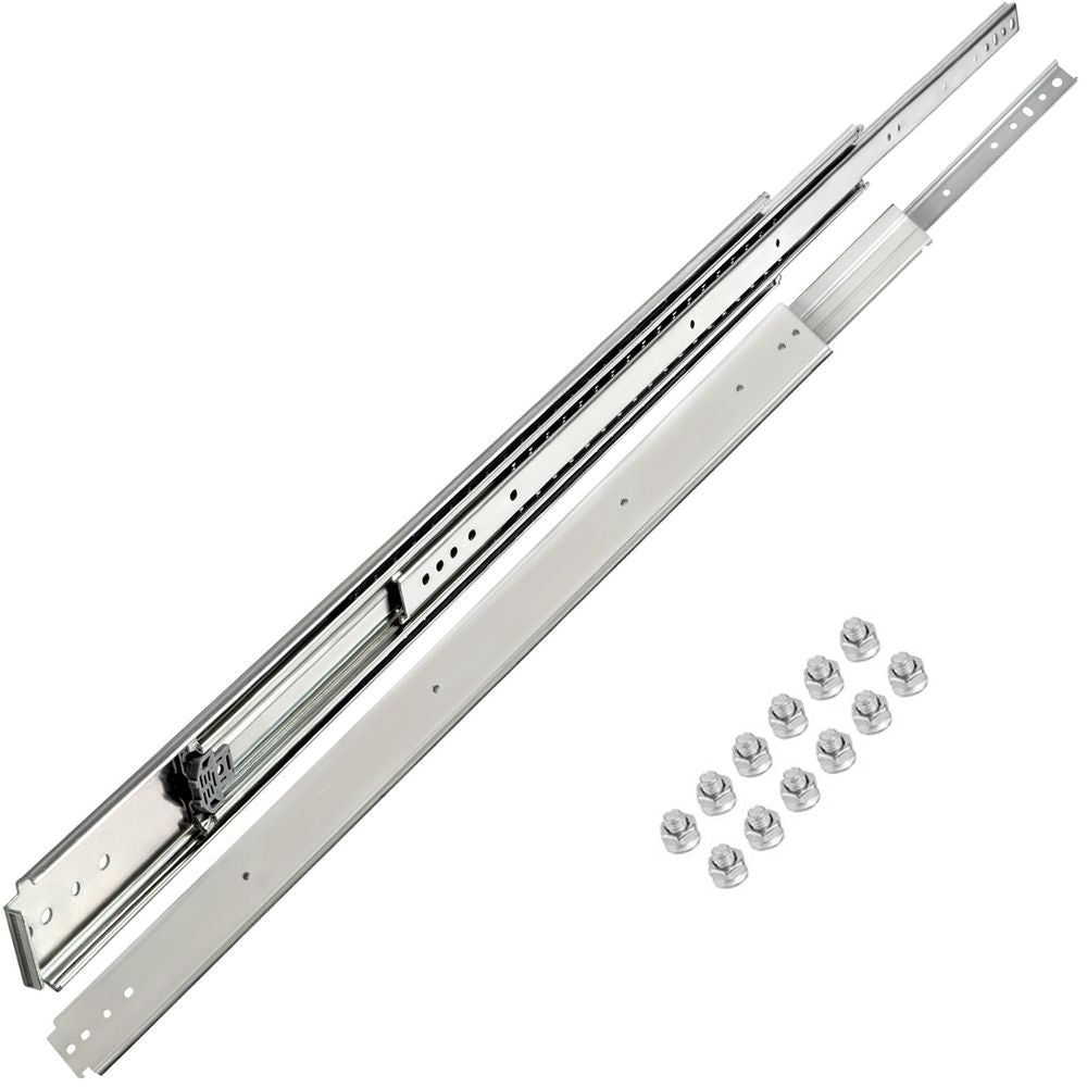 Drawer Slides, 1 Pair 34 Inch Heavy Duty Drawer Slides, Ball Bearing Side Mount Drawer Hardware Slides, 500 LBS Load Capacity 3-Section Full Extension Drawer Slides for Smooth Slide, Less Noise