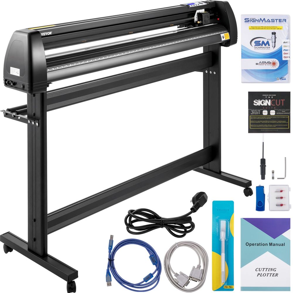Vinyl Cutter Machine, 53in / 1350mm, LED Plotter Printer, Precise Manual Positioning, Softwares Support MAC and Windows Systems, Adjustable Force and Speed, Floor Stand for Making Sign Label