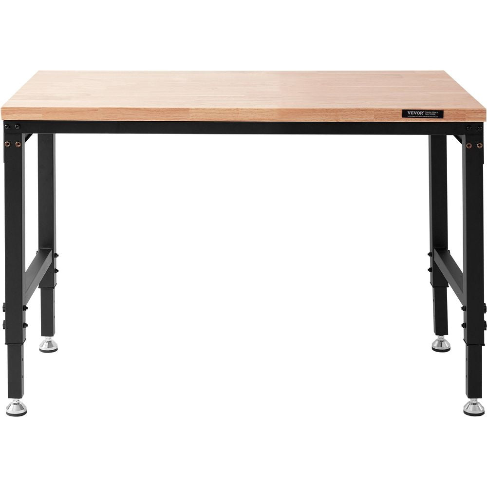 Adjustable Workbench, 48" L X 24" W Garage Worktable with Universal Wheels, 28-39.5" Heights & 2000 LBS Load Capacity, with Power Outlets & Hardwood Top & Storage & Foot Pads, for Office Home