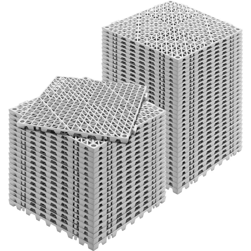 Tiles Interlocking 50 PCS Gray, Drainage Tiles 12x12x0.5 Inches, Deck Tiles Outdoor Floor Tiles, Outdoor Interlocking Tiles, Deck Flooring for Pool Shower Bathroom Deck Patio Garage