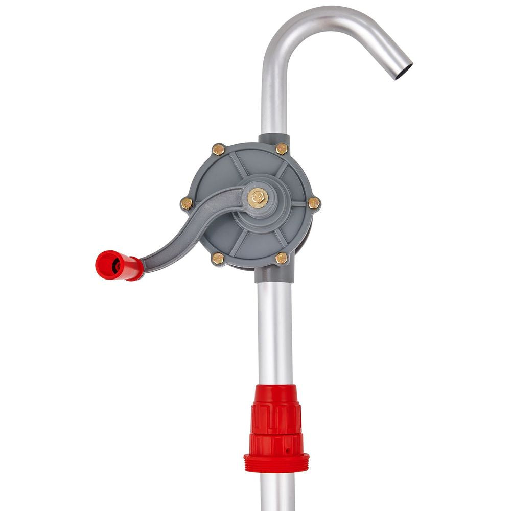 Drum Pump, 6 GPM Flow, Rotary Barrel Pump Hand Crank, Fits 5 to 55 Gallon Drums with 3-Section Suction Tube Assembly and Hose, Designed to Transfer Fuel, Oil, Diesel, Kerosene, Aluminum Alloy