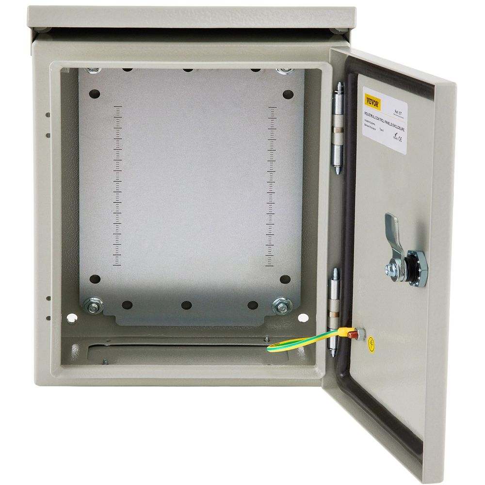 Electrical Enclosure, 12x10x6", Tested to UL Standards NEMA 4 Outdoor Enclosure, IP65 Waterproof & Dustproof Cold-Rolled Carbon Steel Hinged Junction Box for Outdoor Indoor Use, with Rain H